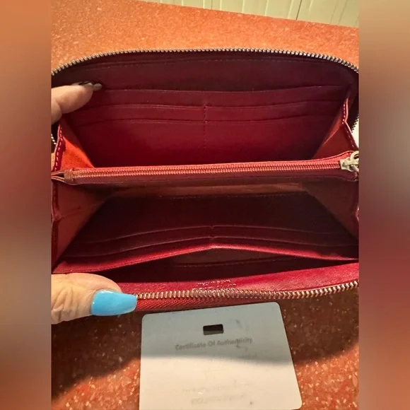 Jimmy Choo Red leather star long zip wallet with COA card EUC - Picture 8 of 9